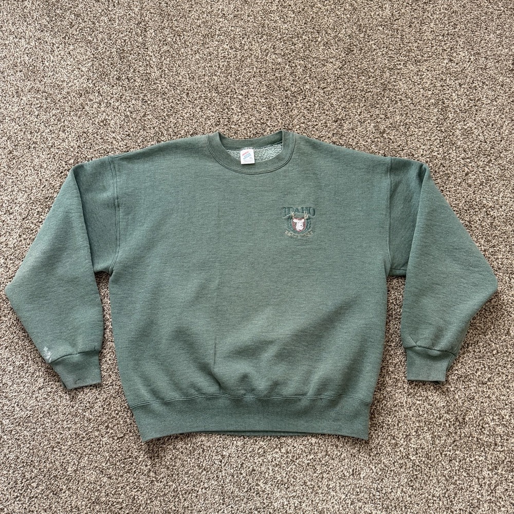 VTG Idaho Deer Embroidery Sweatshirt Men's XL Crewneck Jerzees Made In USA 90's